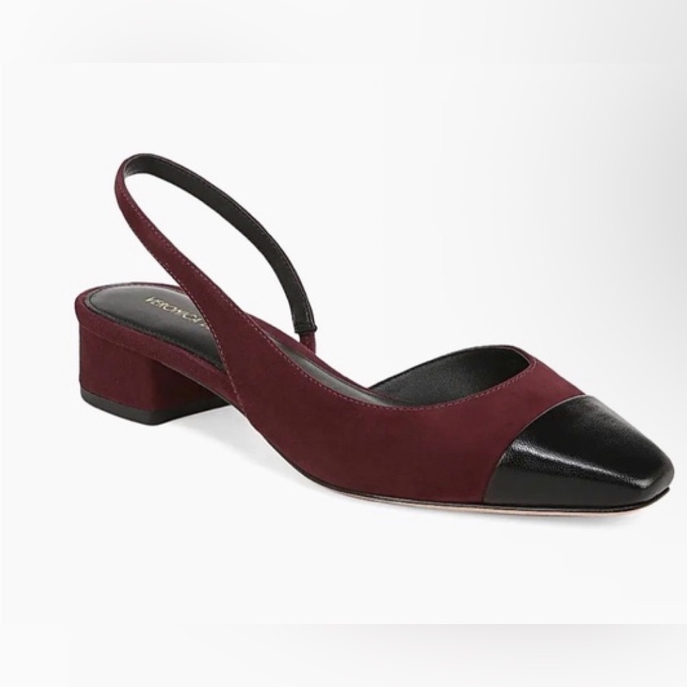 NWOT Veronica Beard Elegant Burgundy and Black Slingback Pumps size 11